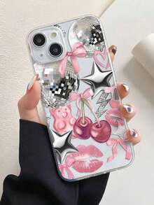 1pc Metal Frame Transparent Personalized Lips English Beauty Puzzle Collage Pattern Phone Case, Suitable For IPhone 16 Pro Max, 17/16/15/14 Plus, 13/12/11, Air - 款式1(1件) - 查看 4