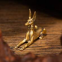 1pc Vintage Brass Egyptian Pharaoh Hound Statue - Exquisite Decorative Art Piece Home, Office, Or Cafe, Bookshelves, Living Rooms, And Desktops, Room Decor - 法老王獵犬 - 查看 4