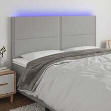 vidaXL Testiera a LED Grigio Chiaro 180x5x118/128 cm in Tessuto - Grigio - Visualizzare 1