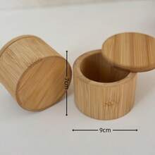 Salero Bambú con Tapa Giratoria y Cierre Magnético para Fácil Apertura y Cierre,Tarro Especias,Caja Almacenamiento,Para Guardar Sal,Pimienta,Azúcar y Hierbas,Caja Pequeña para Especias - Bambú - Ver 3