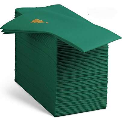 20 guardanapos de linho verde dourado com formato de árvore de Natal, adequados para festas de Natal, comemorações, toalhas descartáveis de 21,4 x 10 cm, guardanapos de papel premium grossos, macios e absorventes, adequados para hotéis, restaurantes, casamentos, decoração de festas, adequados para o Dia dos Namorados, Natal, eventos de aniversário e artigos para festas de aniversário