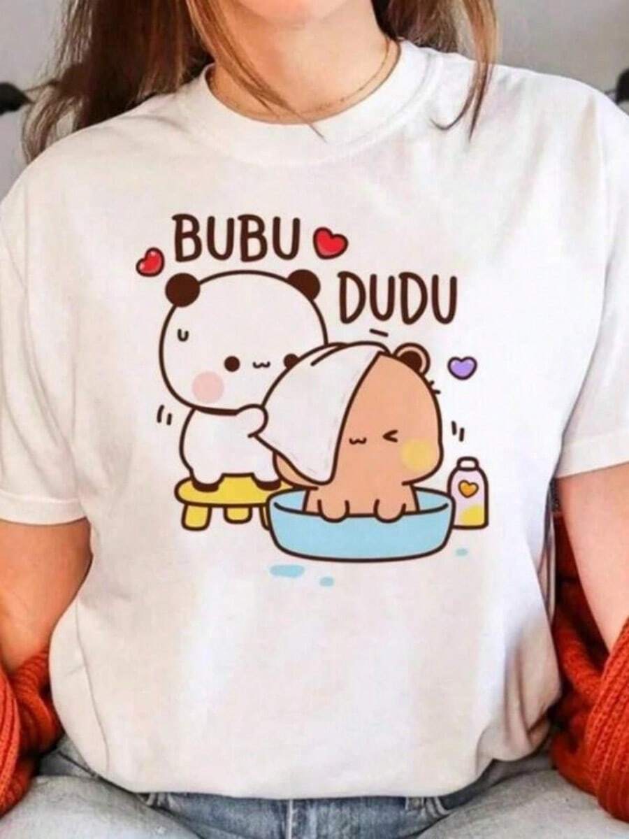 Refreshing Summer Bubu And Dudu T-Shirts Men Streetwear Designer Summer Tee Men Harajuku Graphic Funny Clothing - 白色 - 查看 1