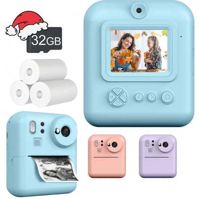 Kids Instant Print Camera ,2-In-1 Kids Instant Print Camera With Zero-Ink Technology: The All-In-One Social Media Camera For Adults, Teens & Kids To Instantly Capture & Print 1080P HD Photos/Videos, Apply Creative Filters - Ready-To-Gift For Travel, Parties, Christmas & Birthdays