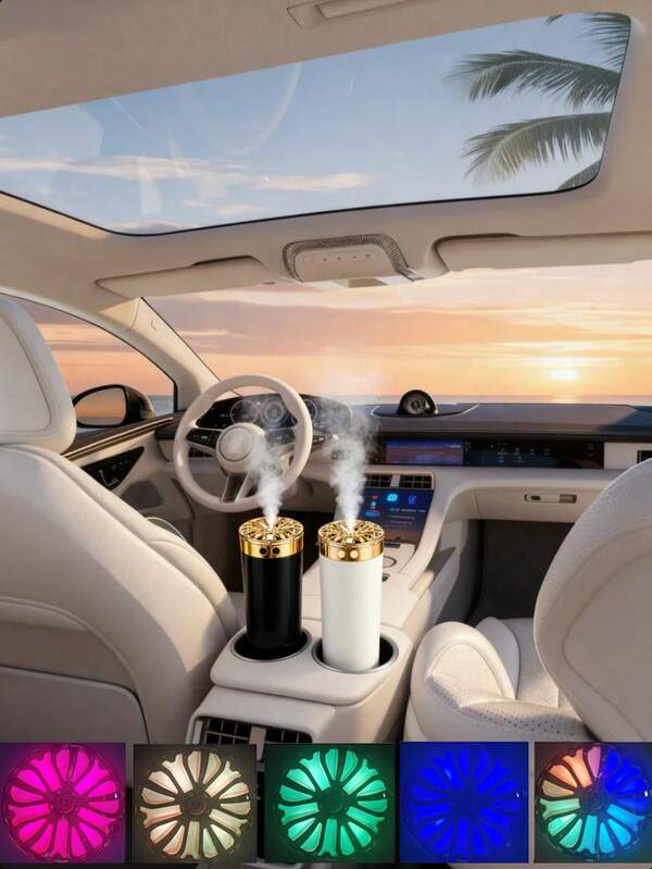 Colorful Lighting Humidifier, Multi-Color Options, Car & Home Use Humidifier With LED Mood Light, USB Rechargeable