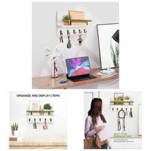 Key Holder Wall Mount, Decorative Key Rack With Shelf 5 Sturdy Hooks, Rustic Key Hooks Wall Mail Organizer Hanging Dog Leash, Glasses, Wooden Key Hanger With Mounting Hardware - 白色+10.6英寸 - 查看 1