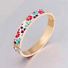 1PC Vintage Exaggerated Ins Style Enamel Drip Oil Bracelet, Stainless Steel Non Fading Women's Bracelet, Suitable For Dates, Holidays, Christmas Wear