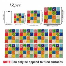 3.93x3.93inch/5.91x5.91inch/7.87x7.87inch, 12pcs Colorful Mosaic Style Peel And Stick Wall Decals, PVC Material Self-Adhesive Wall Stickers, Easy To Apply And Clean, Suitable For Bathroom, Kitchen, Laundry Room, Stairwell Wall Renovation