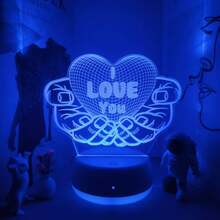 1 قطعة ضوء ليلي ثلاثي الأبعاد بشكل قلب RGB متعدد الألوان (7 ألوان)، يعمل بالطاقة عبر USB، مفتاح لمس، مناسب لديكور المنزل وغرفة النوم والحفلات وعيد الميلاد والكريسماس، إضاءة زخرفية، هدية مثالية