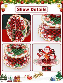 1 Stück Weihnachts-Papier-Cupcake-Ständer, Pinguin Schneemann Weihnachtsmann Design Weihnachts-Papier-Kuchenständer, Dessert-Präsentationsständer, Cupcake-Halter Dekorationen, Papier-Kuchentürme, Winter Festival DIY Kuchendekorationen, Küchenzubehör, Fröhliche Weihnachtsdekorationen für Zuhause, Weihnachts-Tischdekoration, Weihnachtsparty-Tischdekoration, Weihnachtsdekoration, Neujahr Weihnachtsparty-Zubehör, Weihnachtsparty-Geschenke, Weihnachtsdekoration