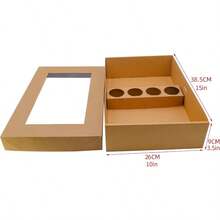 Paquete de 10 cajas de cartón resistentes para repostería caja de catering para exteriores con tapa de ventana para 5 a 8 personas para llevar comida postres y panadería 15 x 10 x 3.5 pulgadas - Marrn - Ver 5