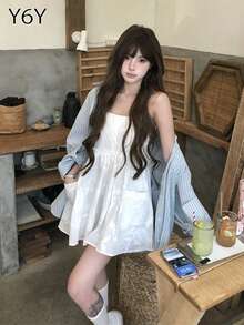 2025 New French Autumn Bestseller White Embroidered Casual A-Line Slip Dress For Women