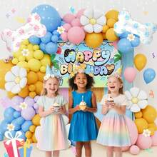 134pcs Blue Puppy-Themed Balloon Garland Arch Set, Includes Blue And Pink Puppy Bones, Large And Small Daisy Foil Balloons, And Pink, Blue, Yellow, And Purple Latex Balloons. Perfect For Birthdays, Baby Showers, First Birthdays, Family Gatherings, Or Cartoon Puppy-Themed Party Decorations. - Multicolor - View 4