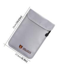 Bolsa de Armazenamento Pequena com Dois Bolsos, Organizador de Arquivos Portátil, Resistente a Chamas, Revestimento de Silicone Não Irritante, Pasta Fácil de Carregar, Bolsa para Documentos - Prata - Visão 6
