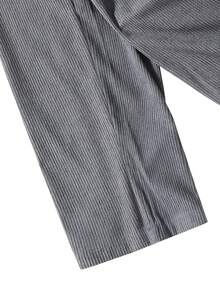 Men's Corduroy Cargo Pants, Casual Straight Leg Drawstring Waist Trousers, Autumn/Winter - Grey - View 6