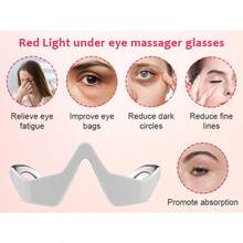 GCCSJ Eye Massager,Microcurrent Red Light Therapy Eyelift Device - Under Eye Massager Glasses With LEDred Light, Anti-Aging Eye Beauty Tool For Reducing Dark Circles, Puffiness & Wrinkles, Eye Strain Reliever For Daily Use At Home/Office, Portable Eyelift Massager For Women (White/)