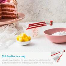 Dreamfarm Levups - Juego de tazas medidoras autonivelantes para cocina y horno, 4 unidades, color rojo - rojo - Ver 7