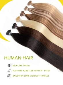 I-Tip Hair Extensions, Human Hair, I-Tip Hair Extensions - Invisible, Pre-Bonded Straight Fusion Hair Extensions, Unisex, I-Tip Hair Extensions, Human Hair Extensions, 1B Natural Black Straight Hair, I-Tip Keratin Hair Extensions, Invisible - Multicolor - View 5