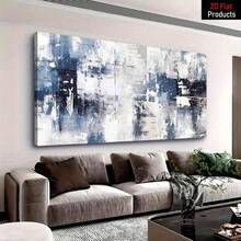 1pc Large Canvas Painting - Modern Abstract Wall Art Poster With Navy/Gray/White/Black/Beige Palette - Ready-To-Hang Framed Decor For Living Room, Office, Bedroom - Contemporary Home Decoration - High-Quality Canvas Print, Office Artwork, Casual Aesthe - 彩色 - 查看 2