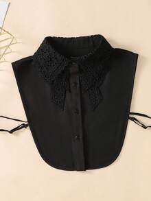 1 bộ áo liền quần giả cổ thêu hòa tan màu đen dành cho nữ - màu đen - Xem 6