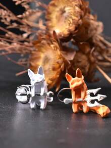 1 Pair Asymmetric Black & White Kitty Design Earrings, Stylish & Edgy For Party, Holiday, Daily Wear