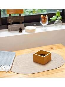 2pcs/4pcs/6pcs Woven Oval Placemats, 12x18 Inches, Oval Table Placemats, Natural Woven Heat Resistant Tablemats, Red Napkins, White Napkins, Suitable For Family Gatherings, Wedding Parties (Beige) - Milk Coffee Color - View 3