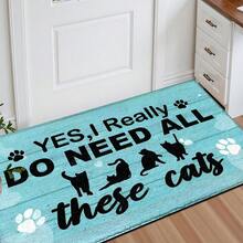 1pc Cute Cat Pattern Printed Rug, Faux Wool Mat - Highly Absorbent, Easy To Clean, Suitable For Home Decor, Farmhouse, Entryway, Indoor, Room, Kitchen, Dining Room, Small Office/Home Office, Sink, Laundry Room, Doormat, Kitchen Mat, Non-Slip Mat