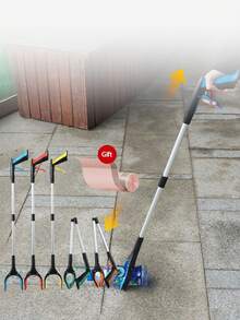 1pc (Random Color) Foldable Trash Picker, Aluminum Alloy Litter Tongs, Sanitation Pliers, Garbage Collection Tool, Long Grabber With Foldable Clamp, Comes With Trash Bags