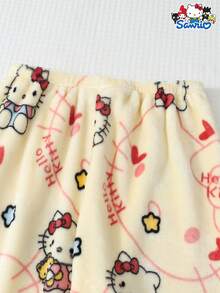 Sanrio 女士冬季Hello Kitty可爱卡通法兰绒睡裤，柔软蓬松，不透，适合居家休闲穿着，舒适保暖