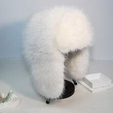 1pc Women's Cute Cartoon Rabbit Ear Decor Soft Warm Plush Hat, Suitable For Daily Use, Spring