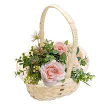 Mini cesta de flores pequeña de imitación de ratán tejida para fotografía de bodas, contenedor de almacenamiento para bodas y Navidad - Forma de corazón - Ver 2