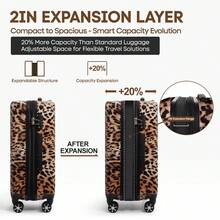 20inch 24inch 28inch Expandable Luggage PC+ABS Hardshell Suicase With TSA LOCK & Spinner Wheels,Carry On Travel Luggage For Men Women,24"/28" Single Checked Suitcase - 豹 - 查看 2