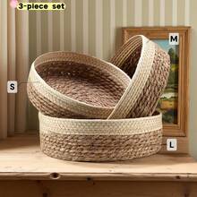 Juego de 3 cestas de almacenamiento modernas y minimalistas de gran capacidad, estilo de mimbre, organizador para cocina, baño, sala de estar, almacenamiento de juguetes y aperitivos, cama para gatos, artículos decorativos para el hogar