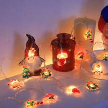 Cute LED Christmas Fairy Lights - Battery Powered (Batteries Excluded), 10/20 LEDs With Mixed Santa/Snowman/Candy Cane/Stocking/Snowflake Designs, Suitable For Christmas Party, Indoor, Bedroom, Tree & Home Decor, Perfect Holiday Gift Christmas Decoration XMAS Decor Christmas Tree Gift Decor Thanksgiving Wedding Home Decor Fall Decor Autumn Decor Birthday Decorations For Gifts Party Supplies Indoor Outdoor Garden Holiday Festival Decor Halloween Decor Wall Decor Halloween Ornaments