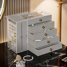 1 pieza Caja de joyería de escritorio transparente multifuncional con cajones, puede almacenar pulseras, brazaletes, relojes, anillos, collares, aretes y otros accesorios, diseño de cajón apilable, uso versátil, caja ideal para almacenamiento y organización de joyas. - Multicolor - Ver 13