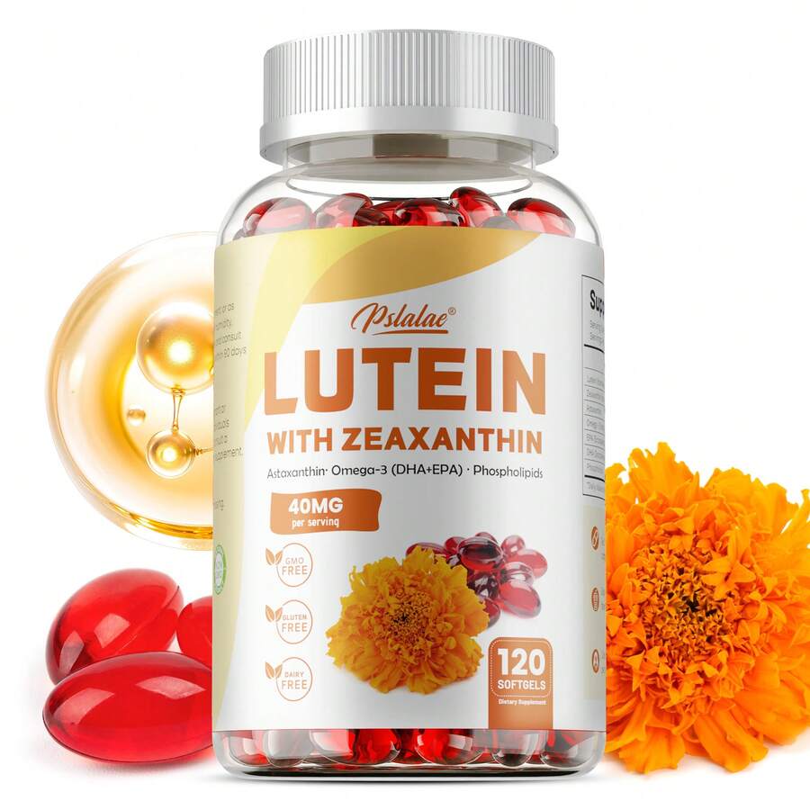 PSLALAE Luteína y zeaxantina: antioxidantes, mantienen la salud ocular, alivian la fatiga visual, la sequedad ocular y mejoran la visión - 120 unidades - 120 cápsulas - Ver 1