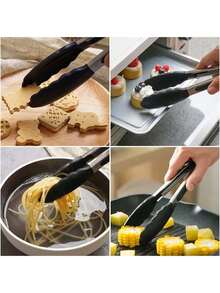 3 件 1 件 21/27/34 厘米不锈钢烧烤钳，带硅胶头 - 耐热，防刮食物夹，适用于空气炸锅和不粘锅，黑色和红色，符合人体工程学设计，适用于烹饪、烧烤和烘焙，烧烤配件，时尚厨房工具，耐用厨具，烹饪钳，厨房金属熊爪，玉米棒夹，厨房配件，厨房用具，上菜钳，烧烤钳，食物钳 - 彩色 - 查看 8