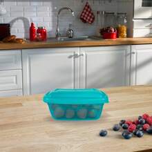 Contenedores de alimentos rectangulares de plástico con tapa, recipientes de plástico para cocina - Azul menta - Ver 2