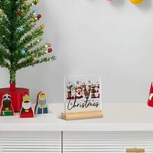 1 buc., Ornament creativ cu ren Rudolf și text de Crăciun cu mesajul LOVE - O decorațiune de Crăciun emoționantă pentru prieteni și familie, folosită pentru decorațiuni mici și creative pe rafturi de cărți, șeminee sau sub brazii de Crăciun.