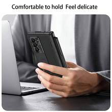 حافظة هاتف متكاملة الهيكل والواقي للشاشة مع قلم حبر، متوافقة مع سامسونج جالاكسي Zfold7، Zfold6، Zfold5، Zfold4، Zfold3 / OnePlus Open / Oppo Find N3، حافظة واقية كاملة الجسم مع زجاج مقسى، تصميم محايد مع حامل