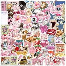 100pcs Vintage Watercolor Travel Stickers, Cute Cartoon Animal & Food Stickers, Fashion Sticker Pack, Waterproof Vinyl Stickers For Water Bottles, Laptops, Notebooks, Phones, Luggage, Journals, Fridges, Cups, Etc. - D - View 2