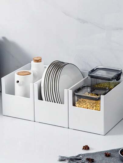 1pc Storage Box Kitchen Cabinet Right Angle Storage Box Drawer Partition Storage Basket Facial Mask Seasoning Sundries Sorting Box