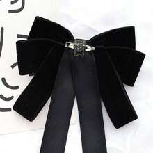 1pc Velvet Bow Brooch, Versatile Black Clothing Accessory Dress Accessories Pin For Clothes Bag Charm School Office Accessories Shirts Jacket Jewelry Christmas Halloween Clothes Pin Funny Cute Teacher Gifts - 酒紅色 - 查看 4