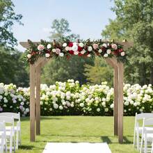 6FT Flower Garland Eucalyptus Willow Garland With Flowers Handcrafted Garland For Wedding Centerpieces For Rehearsal Dinner Bridal Shower, Wedding Ceremony Reception Outdoor Decor - 紅色 - 查看 4