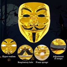 Juego de 6 mscaras para disfraz de hacker, mscaras de Halloween para fiestas de cosplay, raves, mscaras, carnavales y disfraz temtico - inicial - Ver 5