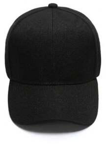 Men's Cotton Baseball Cap With Curved Brim, Casual Street Style, Dad Hat With Faux Print Detail - Black - View 6