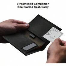 Ark Bifold Cash Wallet u2013 portafolios minimalista con bolsillo frontal para hombre, uso diario, cierre magntico para , Negro -, Medium - Negro - - Ver 3