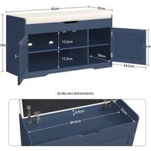 36,2-Zoll-Schuhbank mit anhebbarem Stauraum, Aufbewahrungsbank mit gepolstertem Sitzkissen, Eingangsbank mit 2 verstellbaren Regalen, für Eingangsbereich, Wohnzimmer, Schlafzimmer