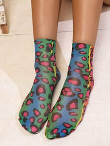 2 Pairs Printed Short Socks, Women's Lightweight, Soft And Breathable Summer Ankle Socks