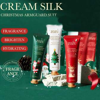 5件圣诞清爽护手霜套装，秋冬保湿护手霜，便携护手霜，防止干燥