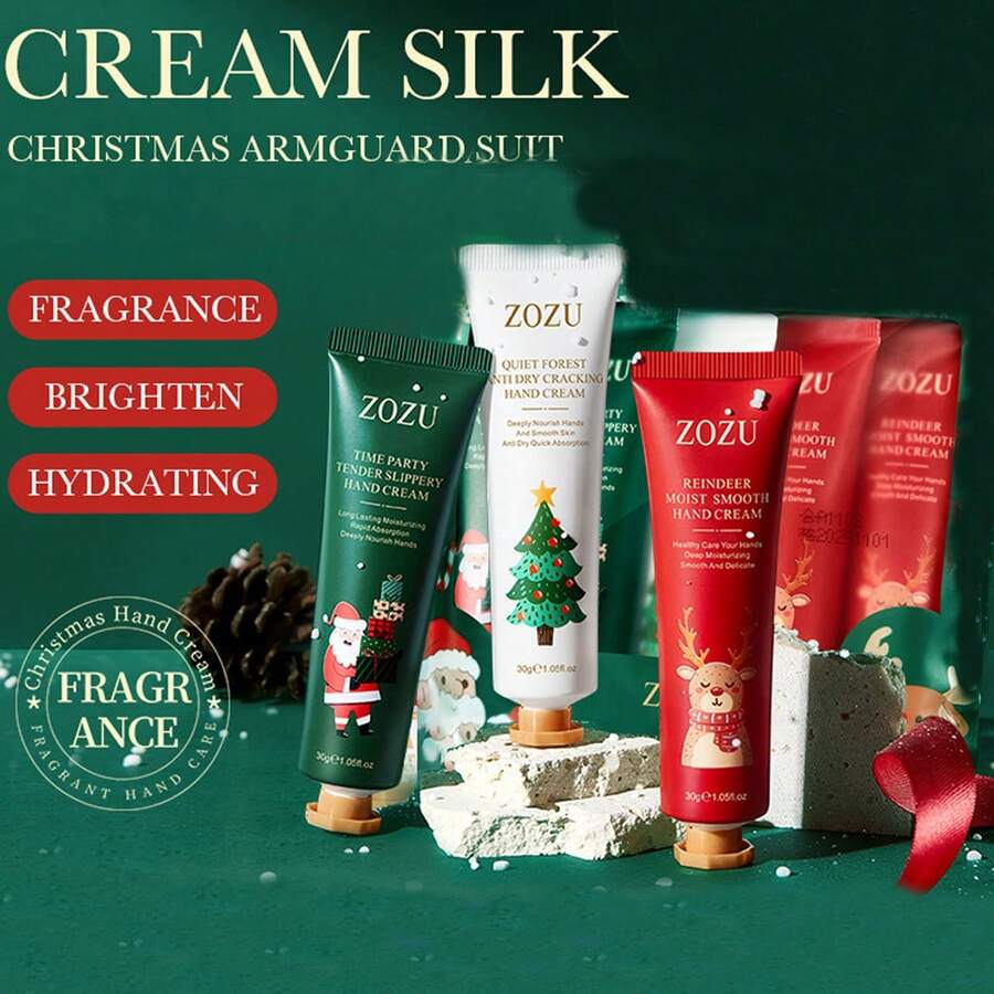 5pcs Christmas Refreshing Hand Cream Set, Moisturizing Hand Cream For Autumn/Winter, Portable Hand Cream To Prevent Dryness - Multicolor - View 1